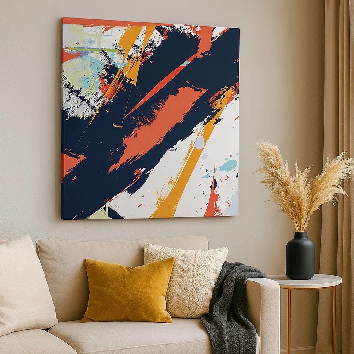 Lærredstryk - Billede på lærred - Dynamisk sammensætning - 30x30 cm