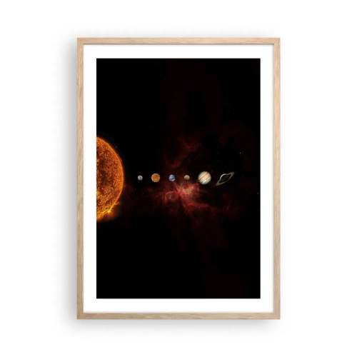 Plakat i ramme af lyst egetræ - Vores nabolag - 50x70 cm