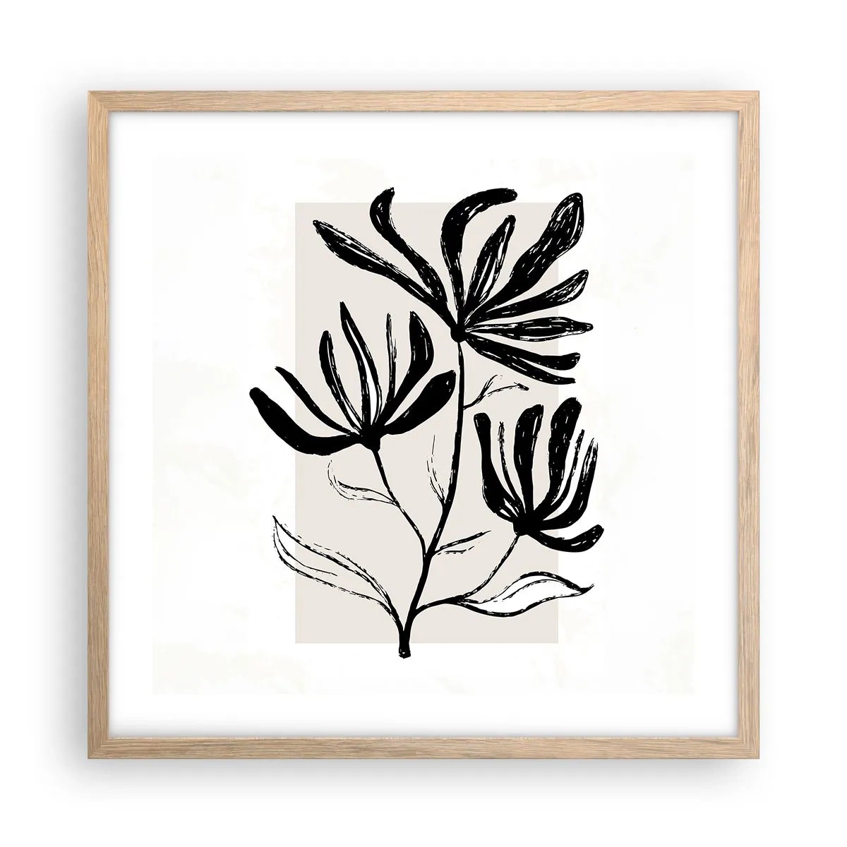 Plakat i ramme af lyst egetræ - Skitse til et herbarium - 50x50 cm