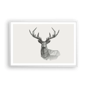 Plakat i hvid ramme - Hjorte i kubistisk stil - 91x61 cm
