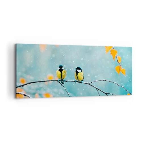 Lærredstryk - Billede på lærred - Sladder om fugle - 100x40 cm