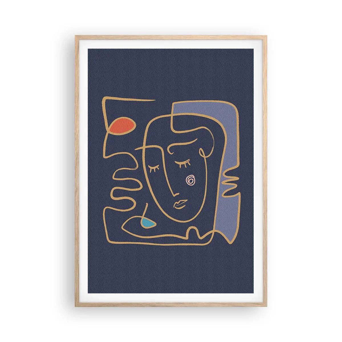 Plakat i ramme af lyst egetræ - I drømmerier - 70x100 cm