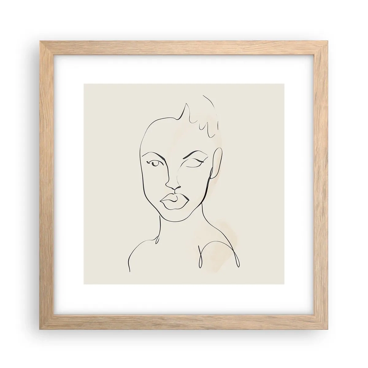 Plakat i ramme af lyst egetræ - Omrids af sensualitet - 30x30 cm