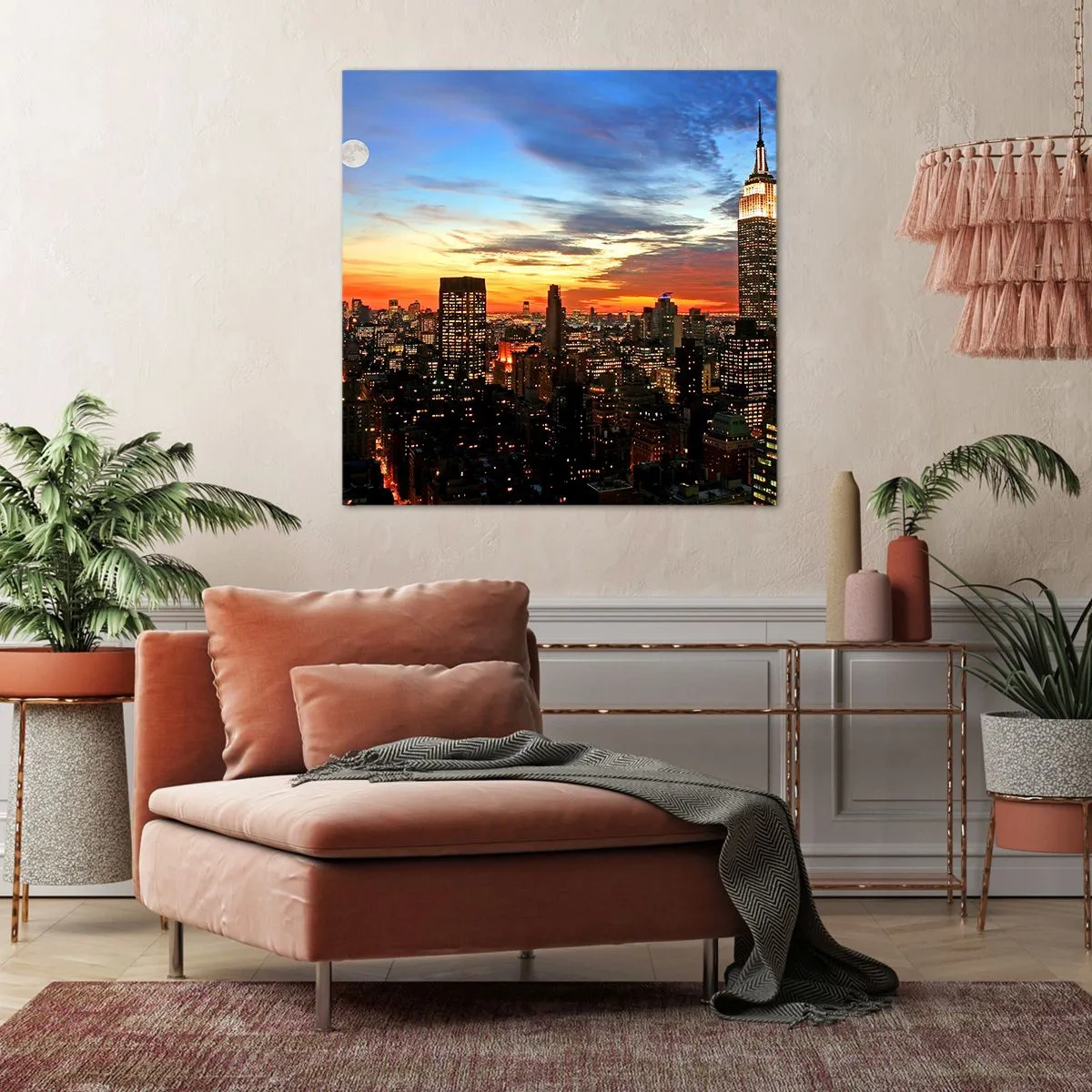 Lærredstryk - Billede på lærred - En lysende amerikansk nat - 60x60 cm