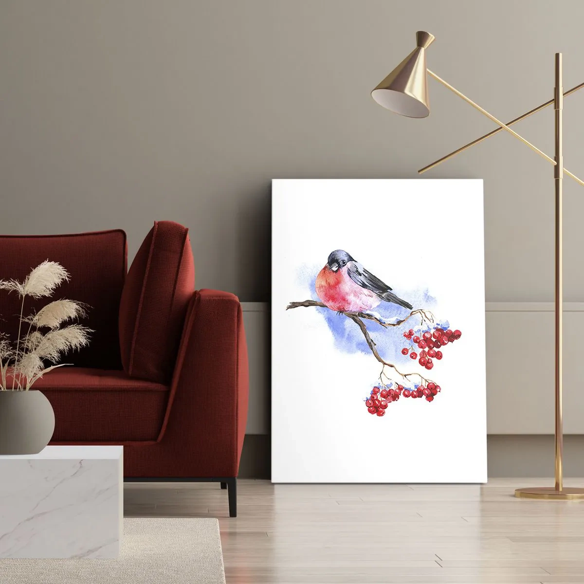 Lærredstryk - Billede på lærred - Vinter i farver - 45x80 cm