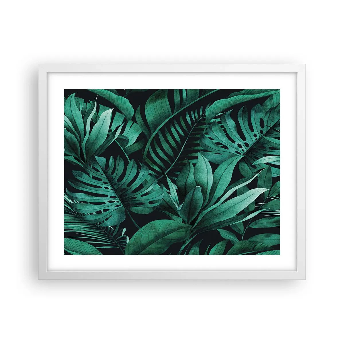 Plakat i hvid ramme - Dyb tropisk grøn - 50x40 cm