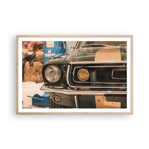 Plakat i ramme af lyst egetræ - Møde med en legende - 91x61 cm