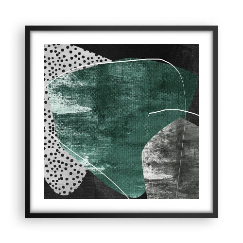 Plakat i sort ramme - Farverig abstraktion med en guldflager - 50x50 cm