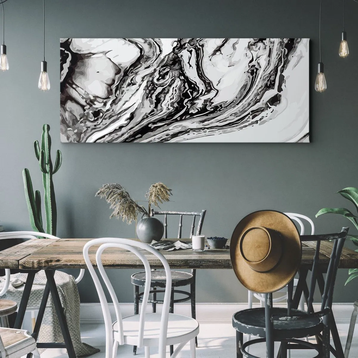 Lærredstryk - Billede på lærred - I begyndelsen var det kaos - 100x40 cm