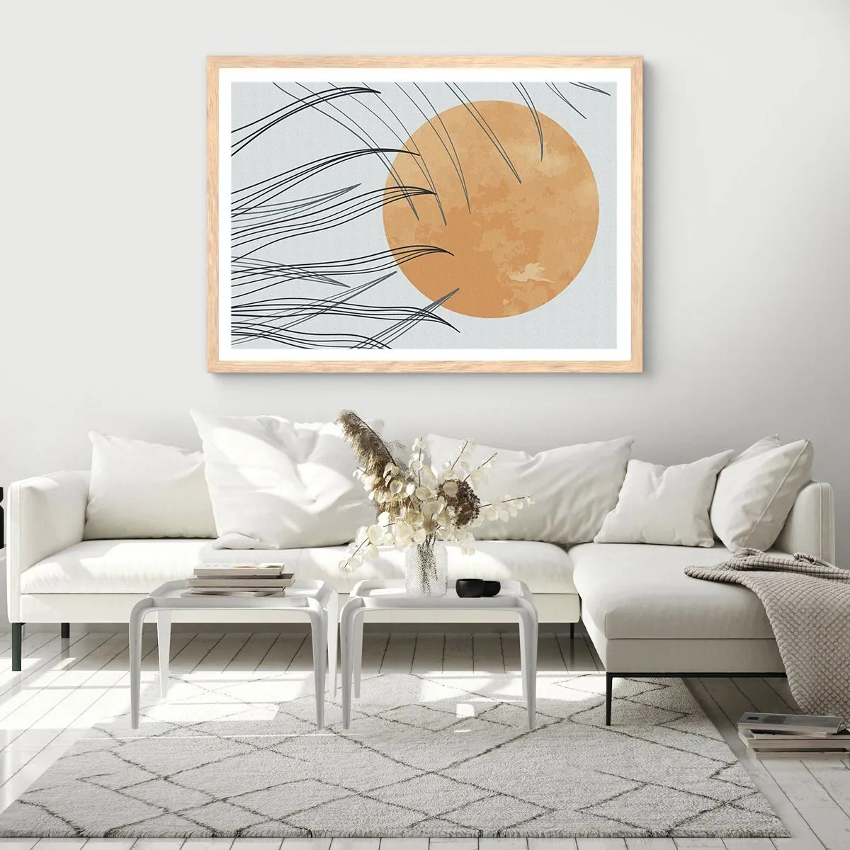 Plakat i ramme af lyst egetræ - Altid mod solen - 100x70 cm