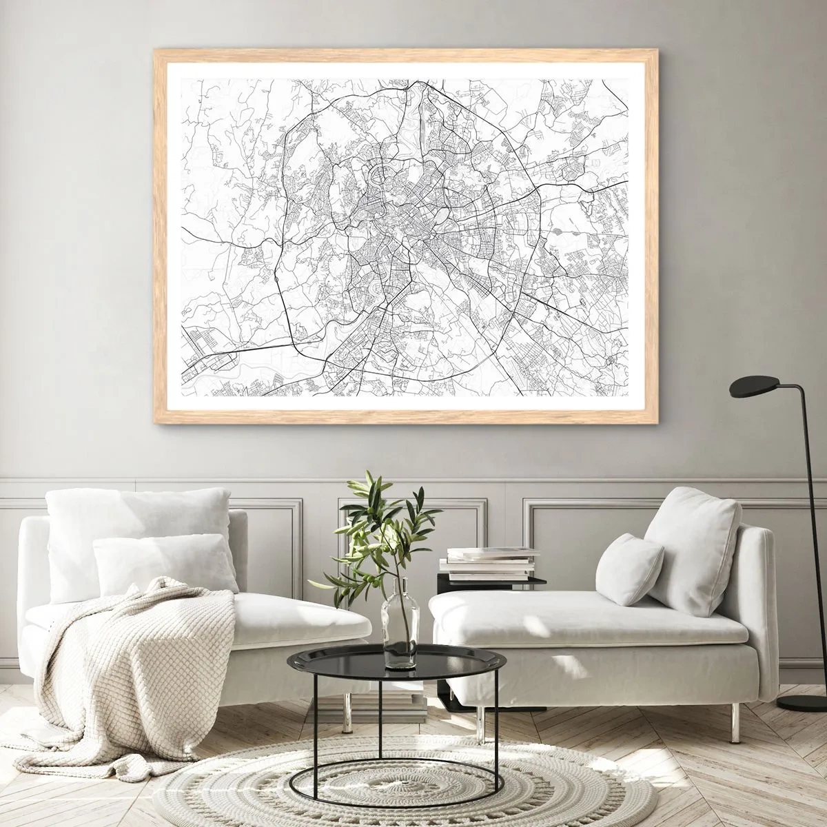 Plakat i ramme af lyst egetræ - Romersk cirkel - 40x30 cm