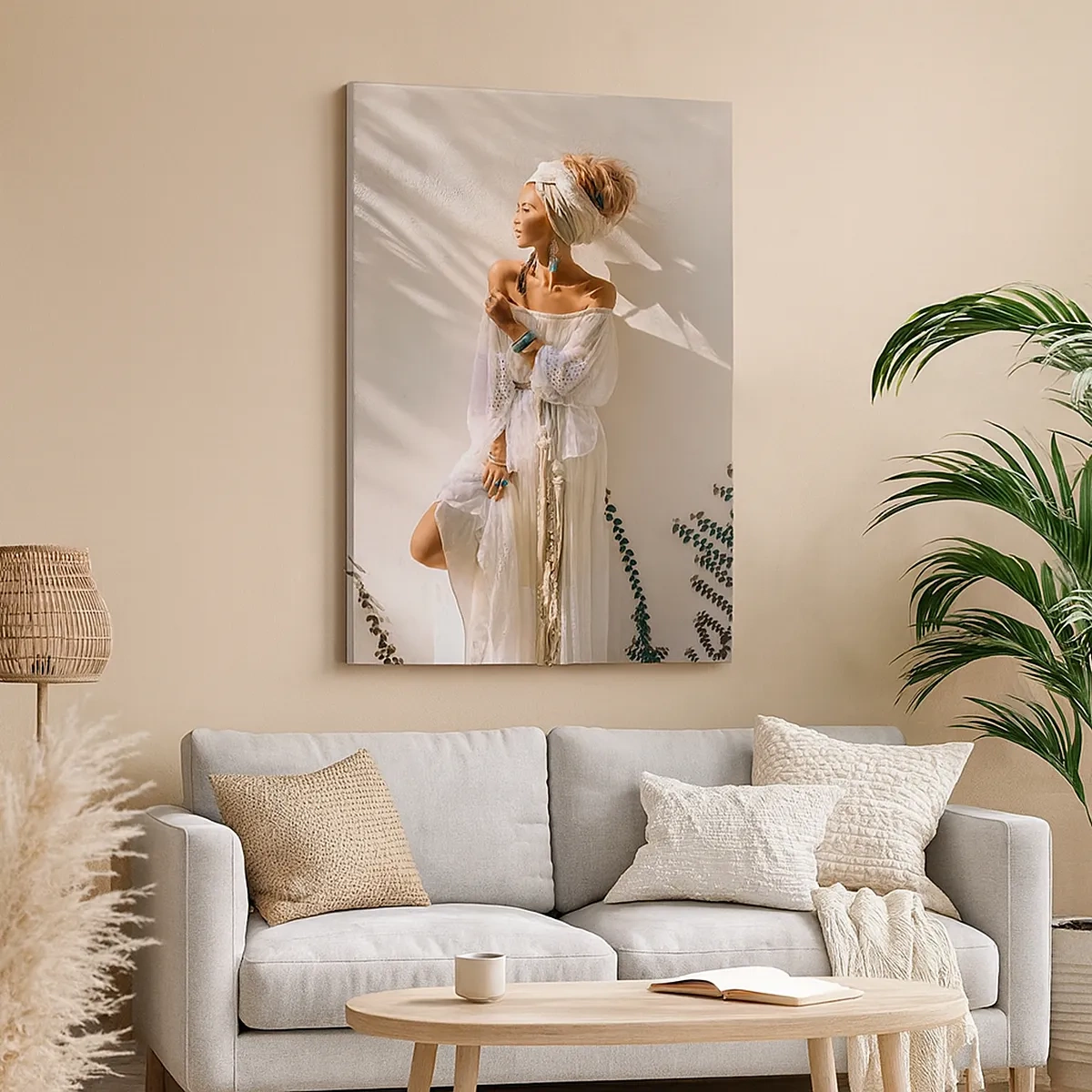 Lærredstryk - Billede på lærred - Solen og pigen - 50x70 cm