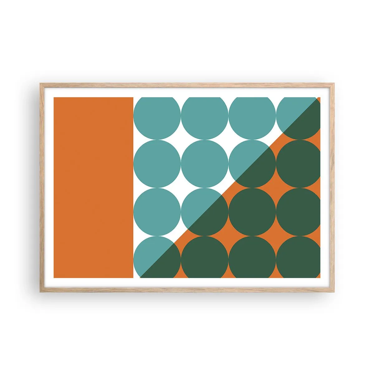 Plakat i ramme af lyst egetræ - Op og over - 100x70 cm