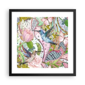 Plakat i sort ramme - Forviklet i vinstokkene - 40x40 cm
