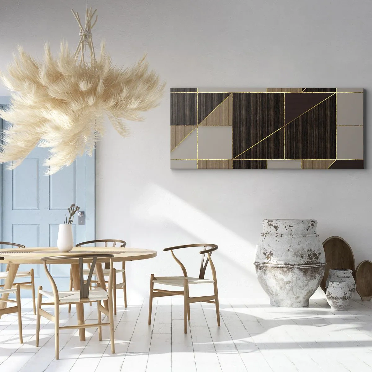 Lærredstryk - Billede på lærred - En mosaik af brune og gyldne farver - 160x50 cm