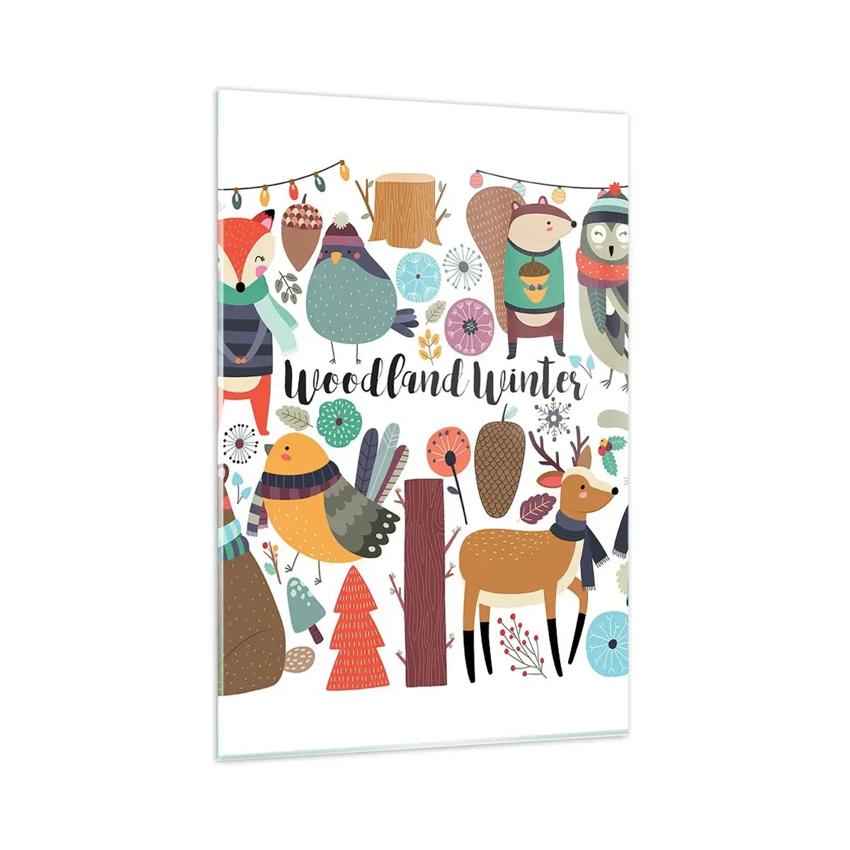 Billede på glas - En eventyrlig jul i skoven - 80x120 cm