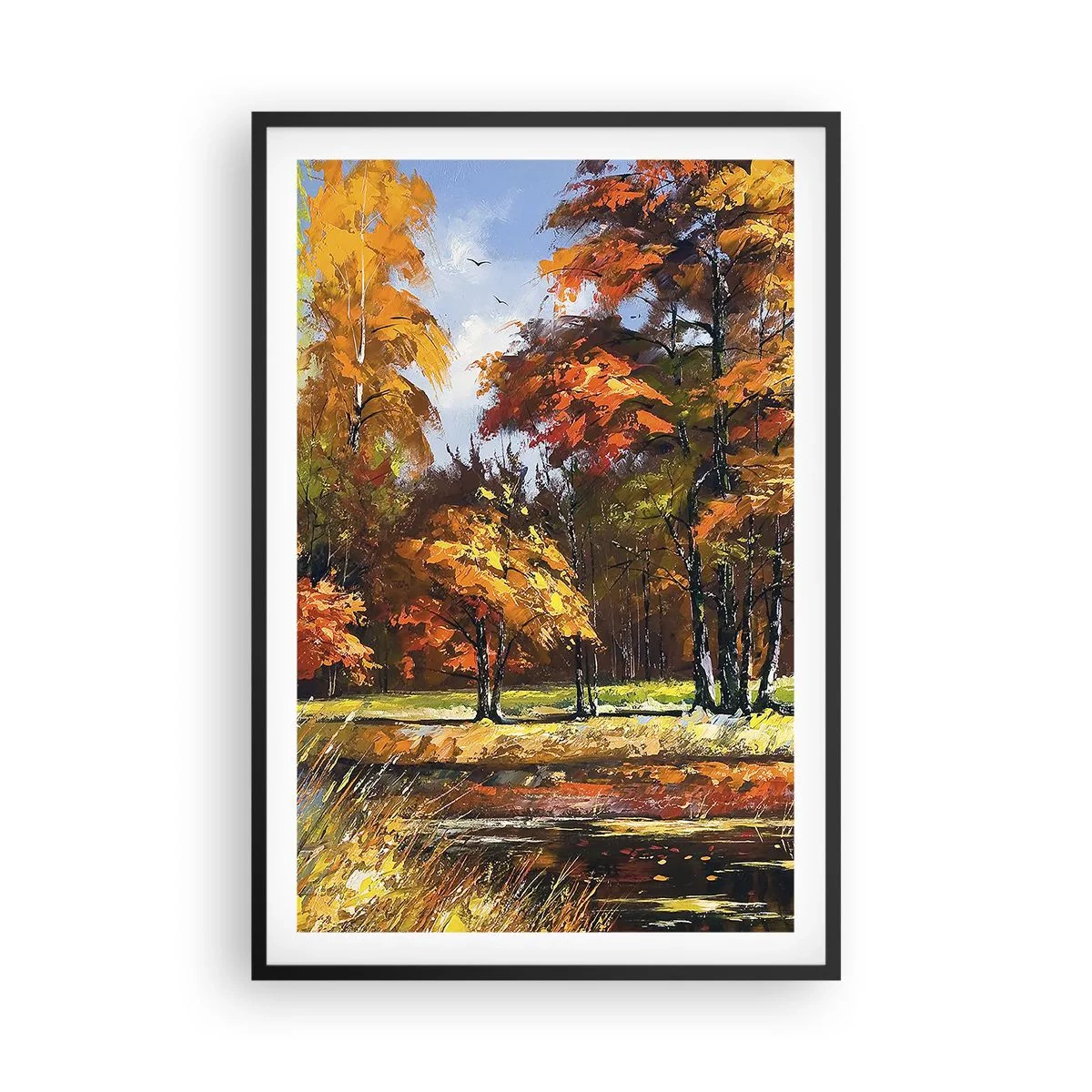 Plakat i sort ramme - Landskab i guld og bronze - 61x91 cm