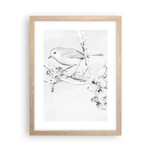 Plakat i ramme af lyst egetræ - Vintermorgen - 30x40 cm