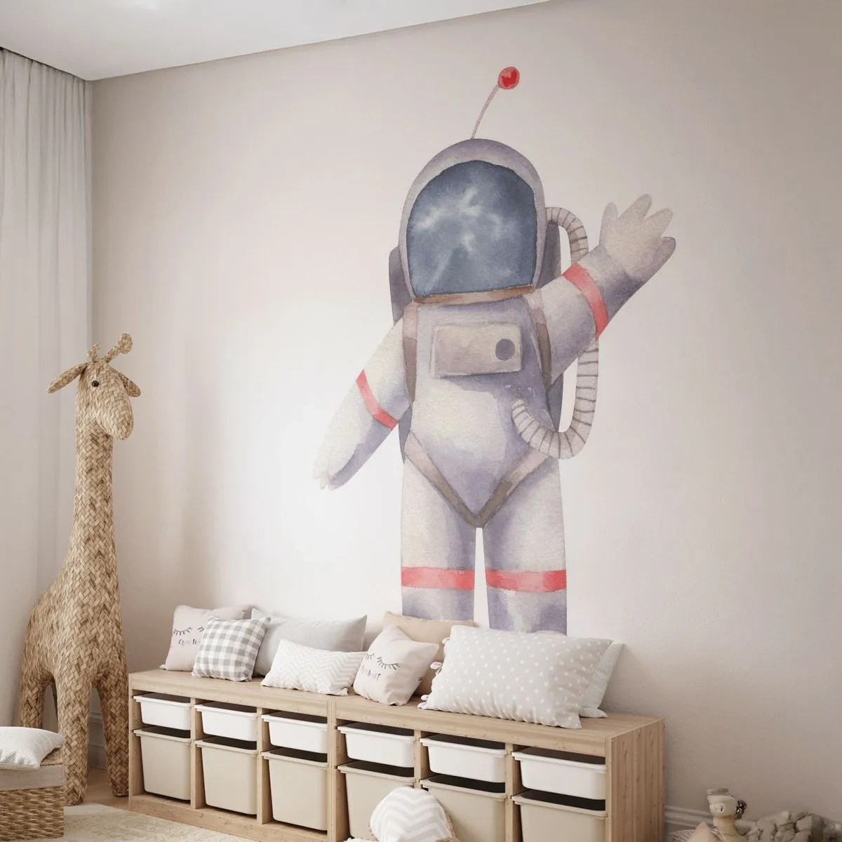 Fototapet på mål Premium Canvas - Det er alt for nu! - Astronaut, Børns, Minimalisme