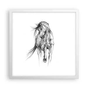 Plakat i hvid ramme - I en yndefuld trav - 40x40 cm