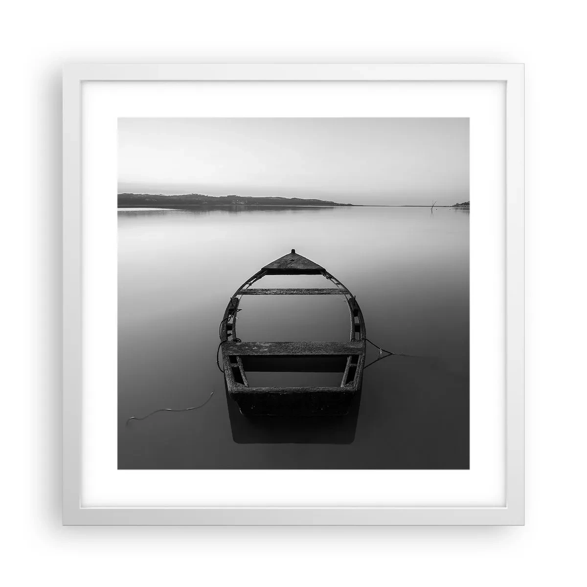 Plakat i hvid ramme - Længsel og melankoli - 40x40 cm