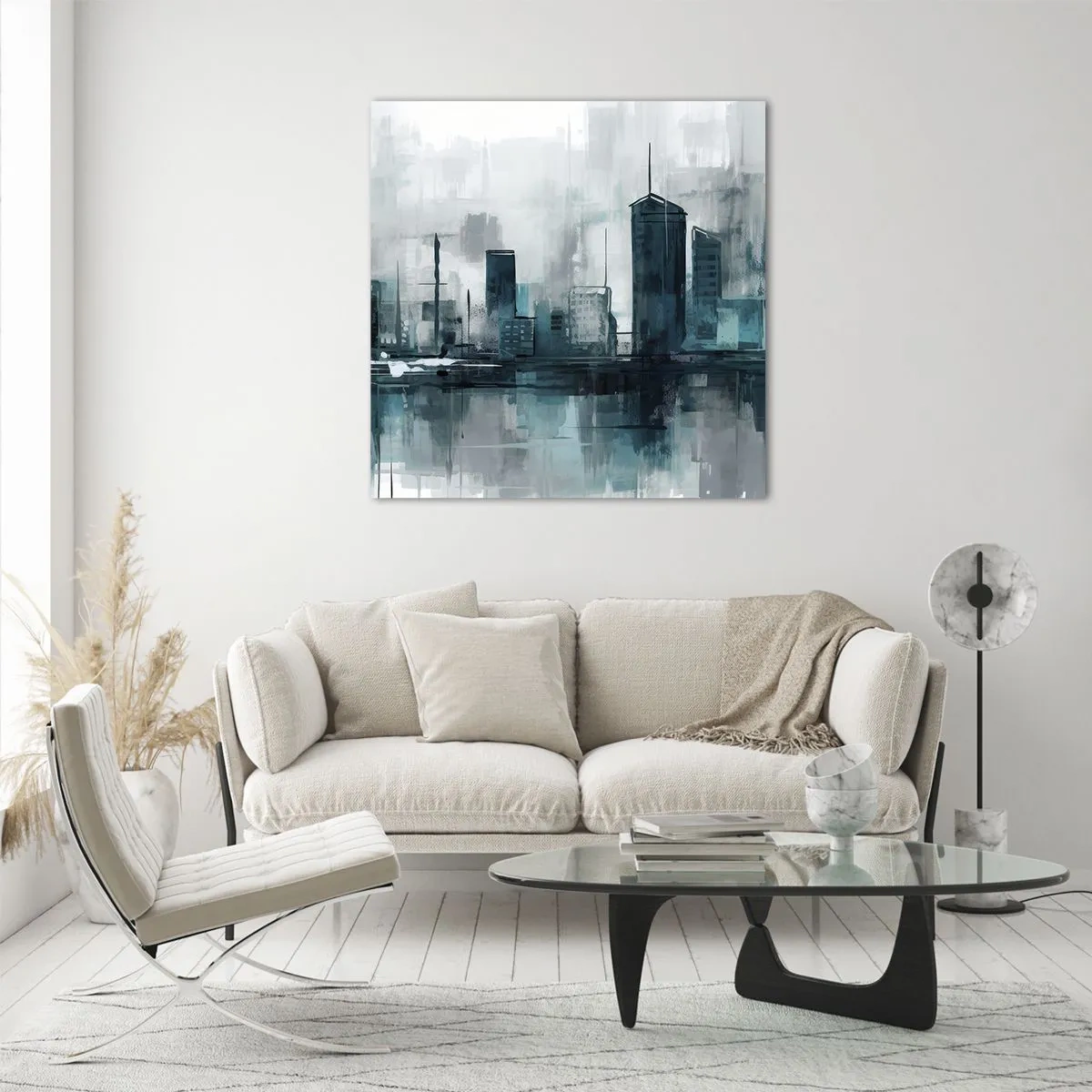 Billede på glas - Regnfarvet by - 30x30 cm