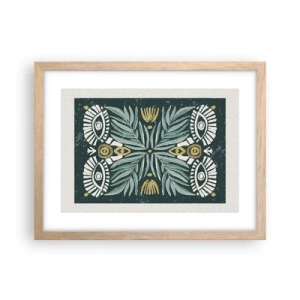 Plakat i ramme af lyst egetræ - Som en folkeudskæring - 40x30 cm