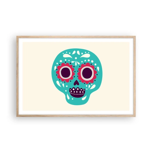 Plakat i ramme af lyst egetræ - Livet - sjovt indtil døden - 91x61 cm