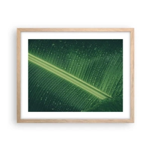 Plakat i ramme af lyst egetræ - Grøn struktur - 50x40 cm