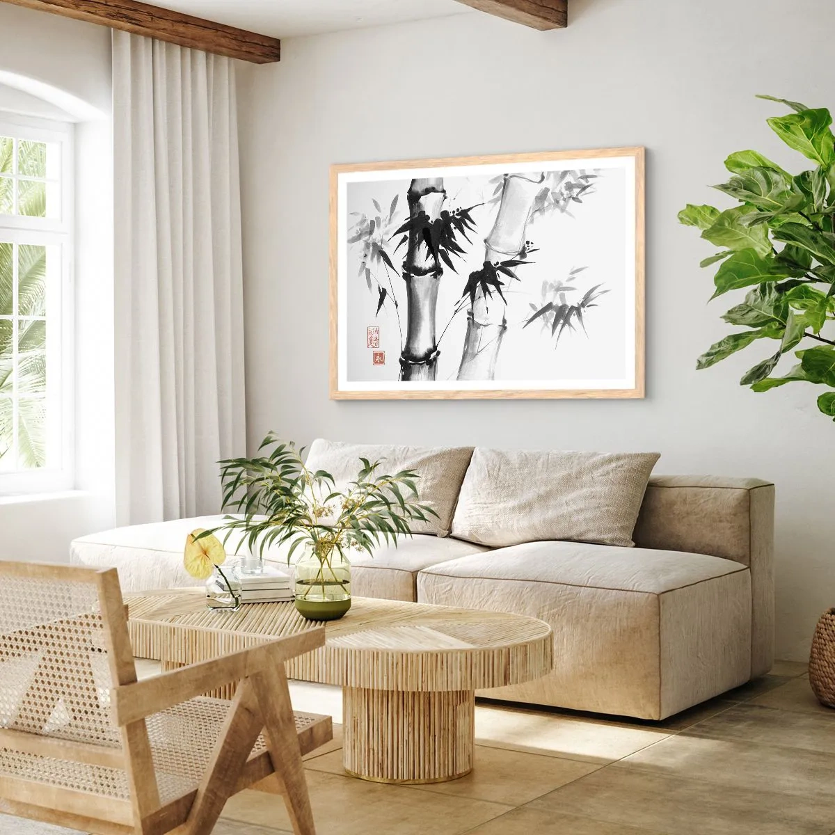 Plakat i ramme af lyst egetræ - Nærbillede af Orienten - 70x50 cm