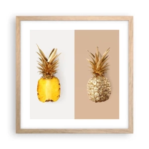 Plakat i ramme af lyst egetræ - Ananas til os - 40x40 cm