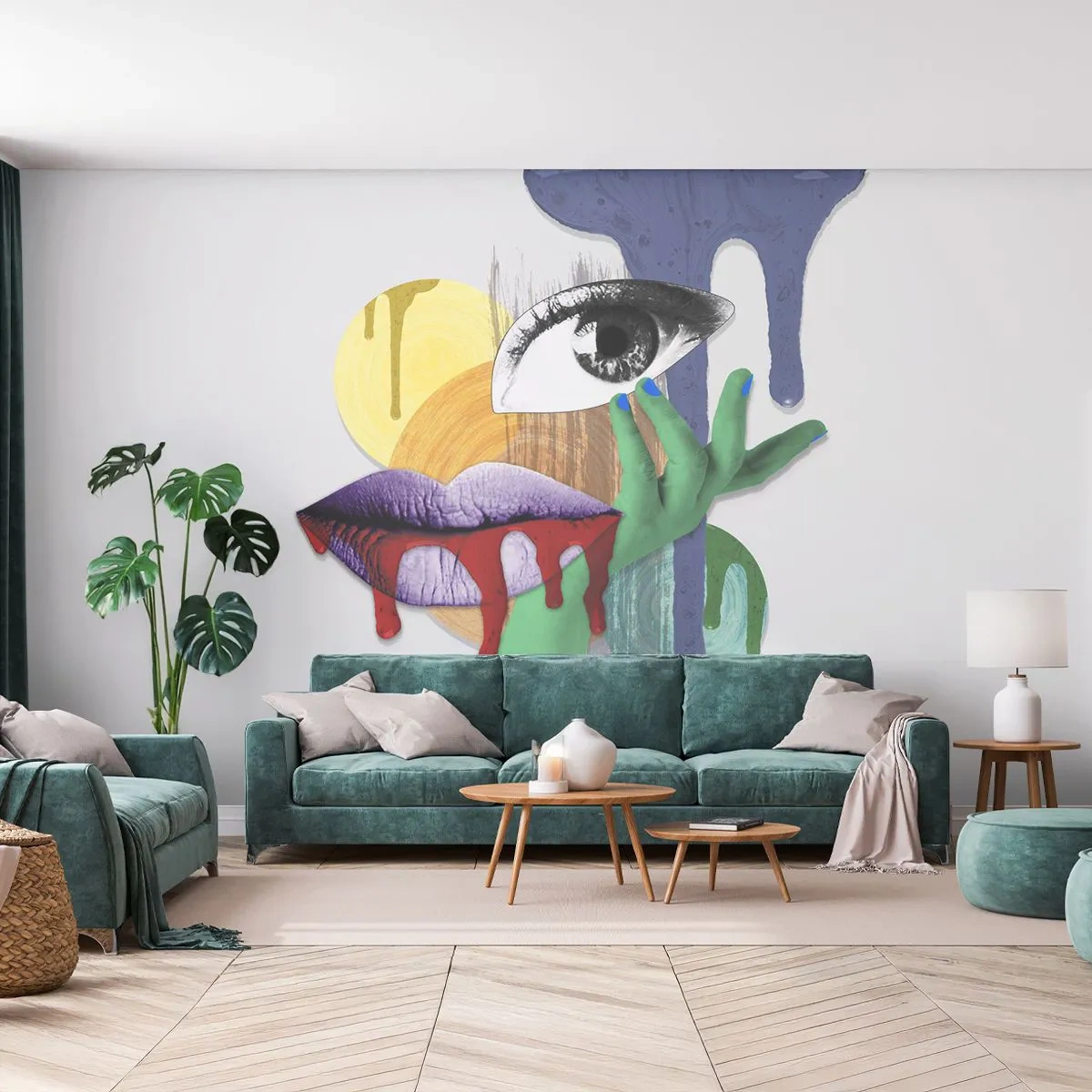 Fototapet Premium Canvas - Dekonstrueret portræt - Abstraktion, Stykke, Øje - 100x70 cm