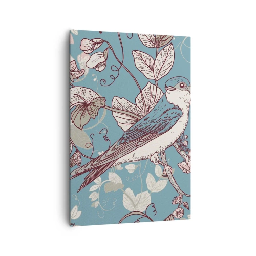 Lærredstryk - Billede på lærred - I de hvide skove kvidrende og sølvfarvede - 70x100 cm