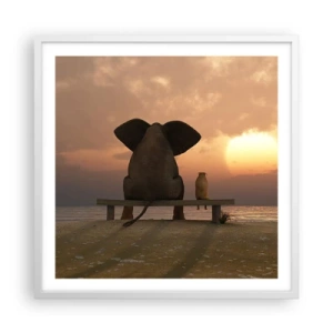 Plakat i hvid ramme - Det er godt at være stille sammen - 60x60 cm