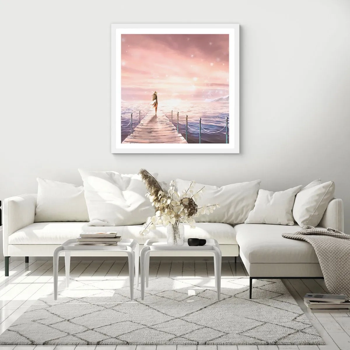 Plakat i hvid ramme - I lyset af en drøm - 40x40 cm