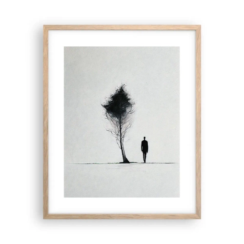 Plakat i ramme af lyst egetræ - Vi vandrer alle - 40x50 cm