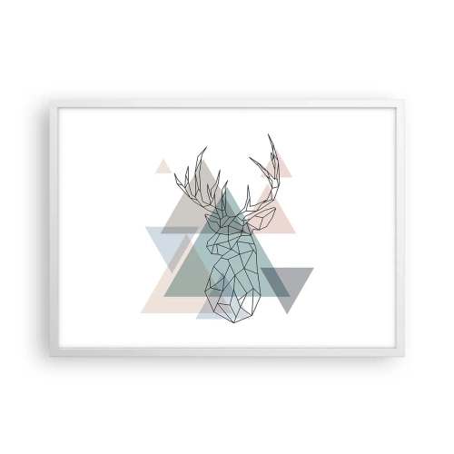 Plakat i hvid ramme - I en geometrisk skov - 70x50 cm