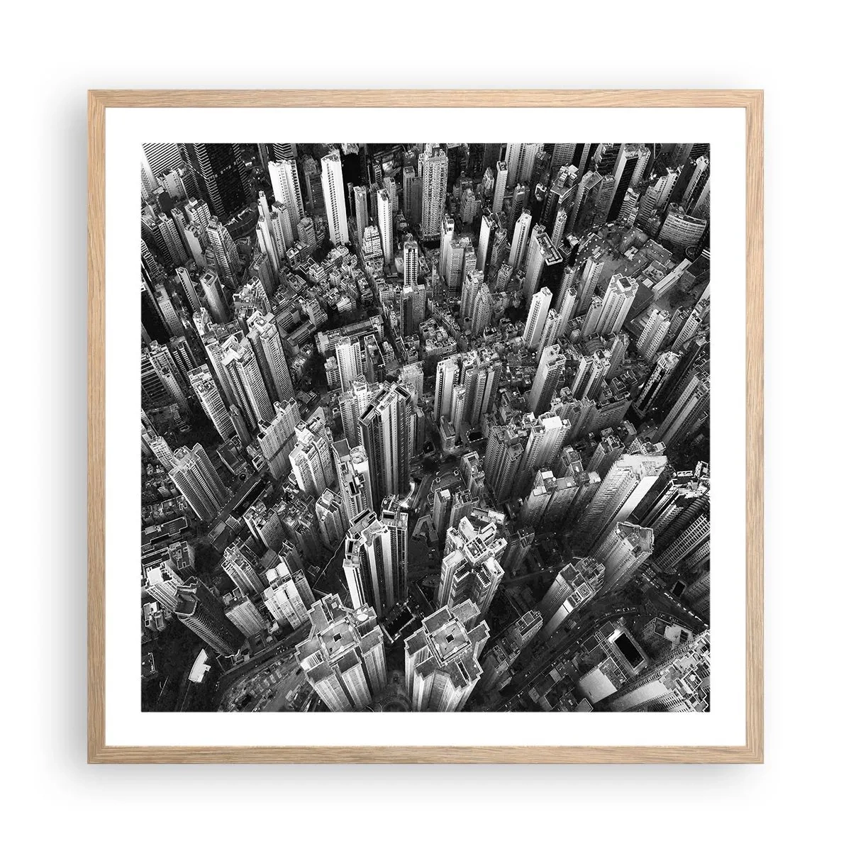 Plakat i ramme af lyst egetræ - Stadig højere og højere - 60x60 cm