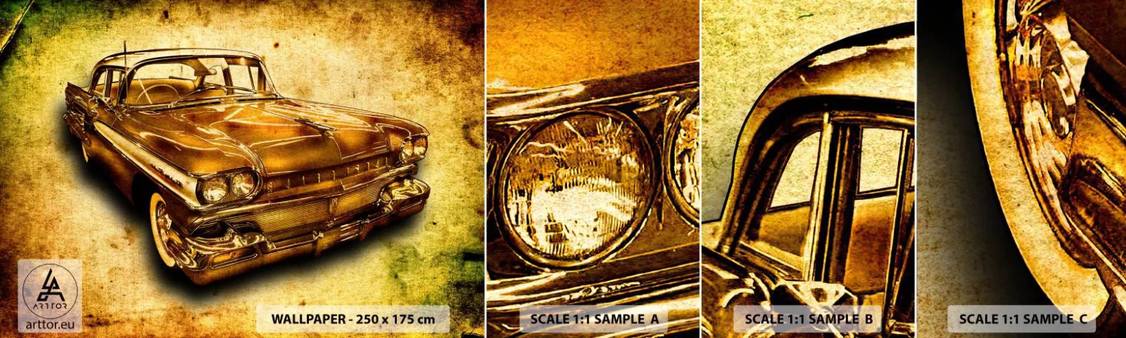 Fototapet Prøve Standard Eco - Klassikernes evige skønhed - Automotive, Klassisk bil, Hobby - 100x30 cm