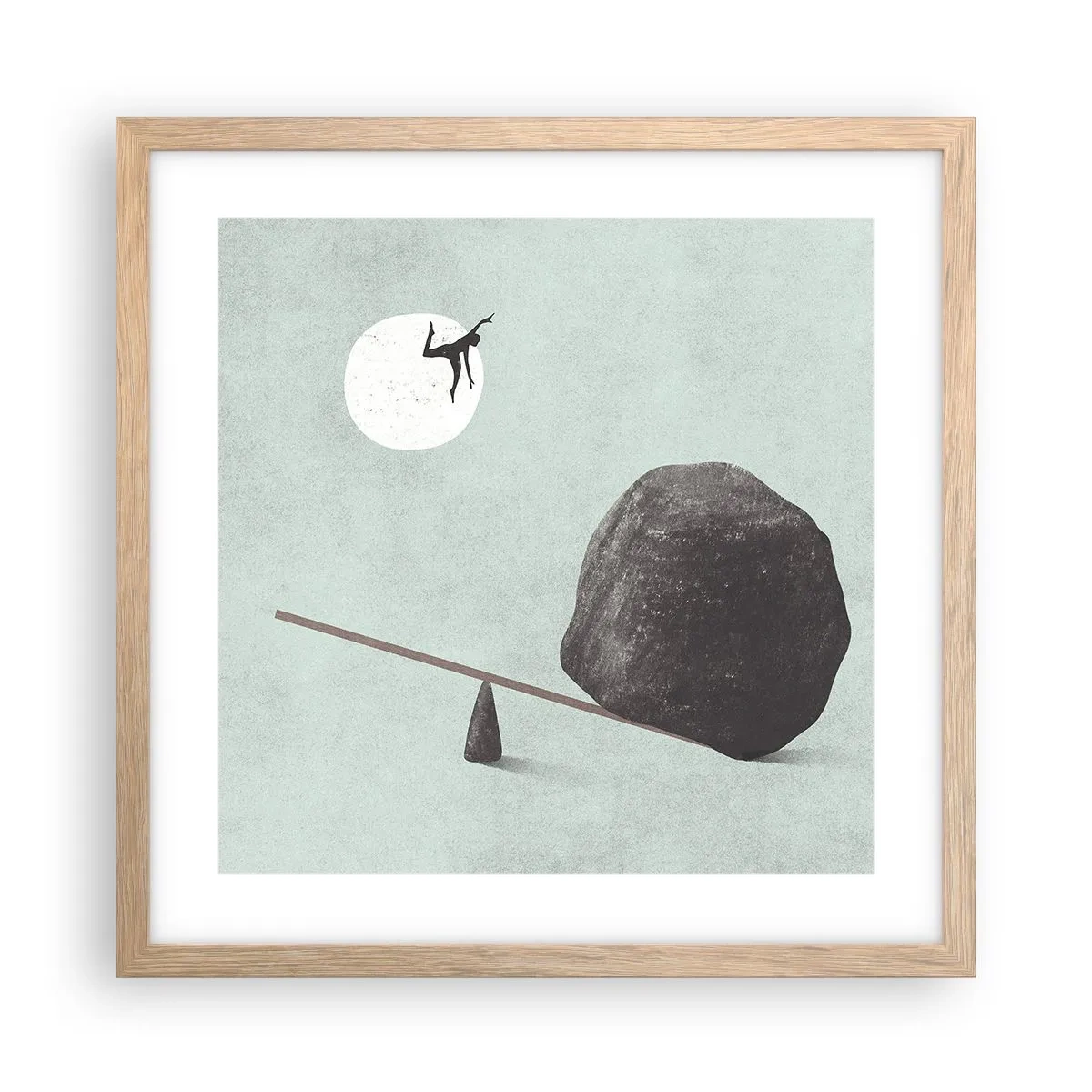 Plakat i ramme af lyst egetræ - En drøm går i opfyldelse - 40x40 cm