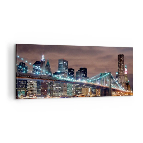 Lærredstryk - Billede på lærred - Lys i den store by - 100x40 cm