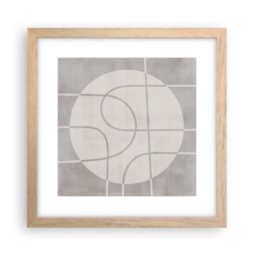 Plakat i ramme af lyst egetræ - Cirkulær og lige frem - 30x30 cm