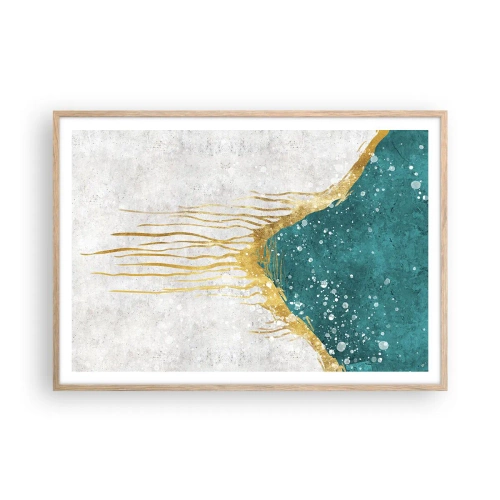 Plakat i ramme af lyst egetræ - Gyldent tidevand - 100x70 cm