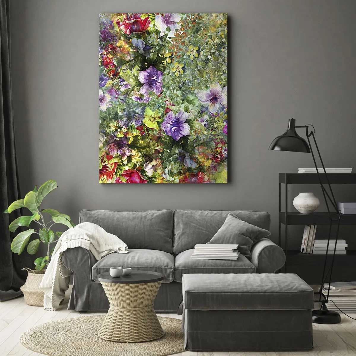 Lærredstryk - Billede på lærred - Ind i blomsterne ved fortabelse - 50x70 cm