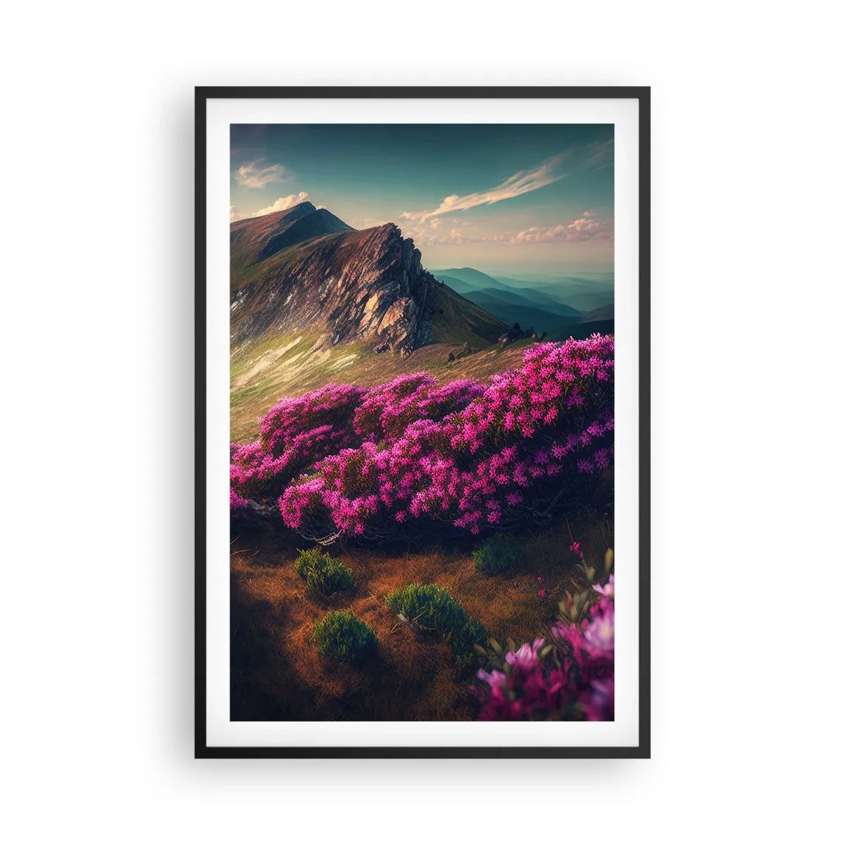 Plakat i sort ramme - Sommer i bjergene - 61x91 cm