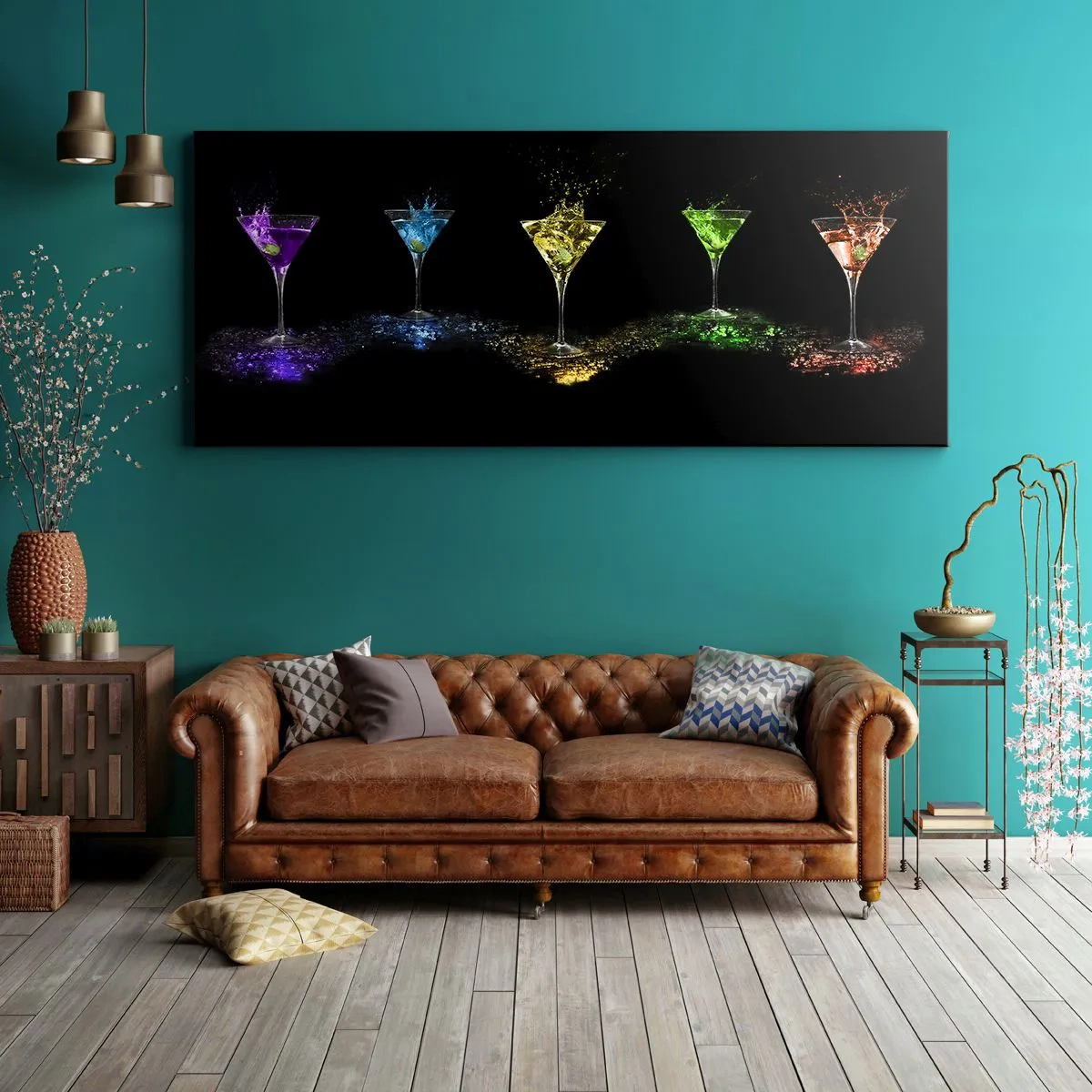 Lærredstryk - Billede på lærred - Glædens farver i krystalglas - 100x40 cm