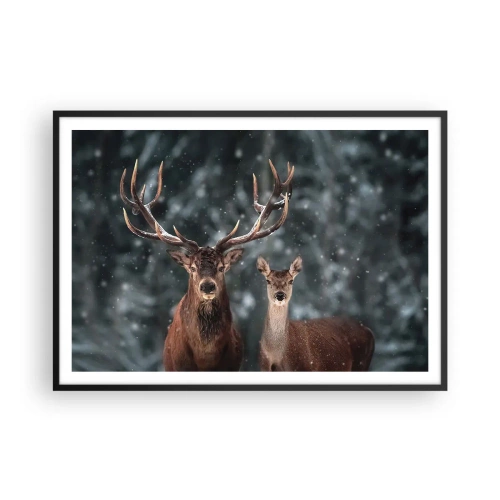 Plakat i sort ramme - Skovens herre og hans kone - 100x70 cm