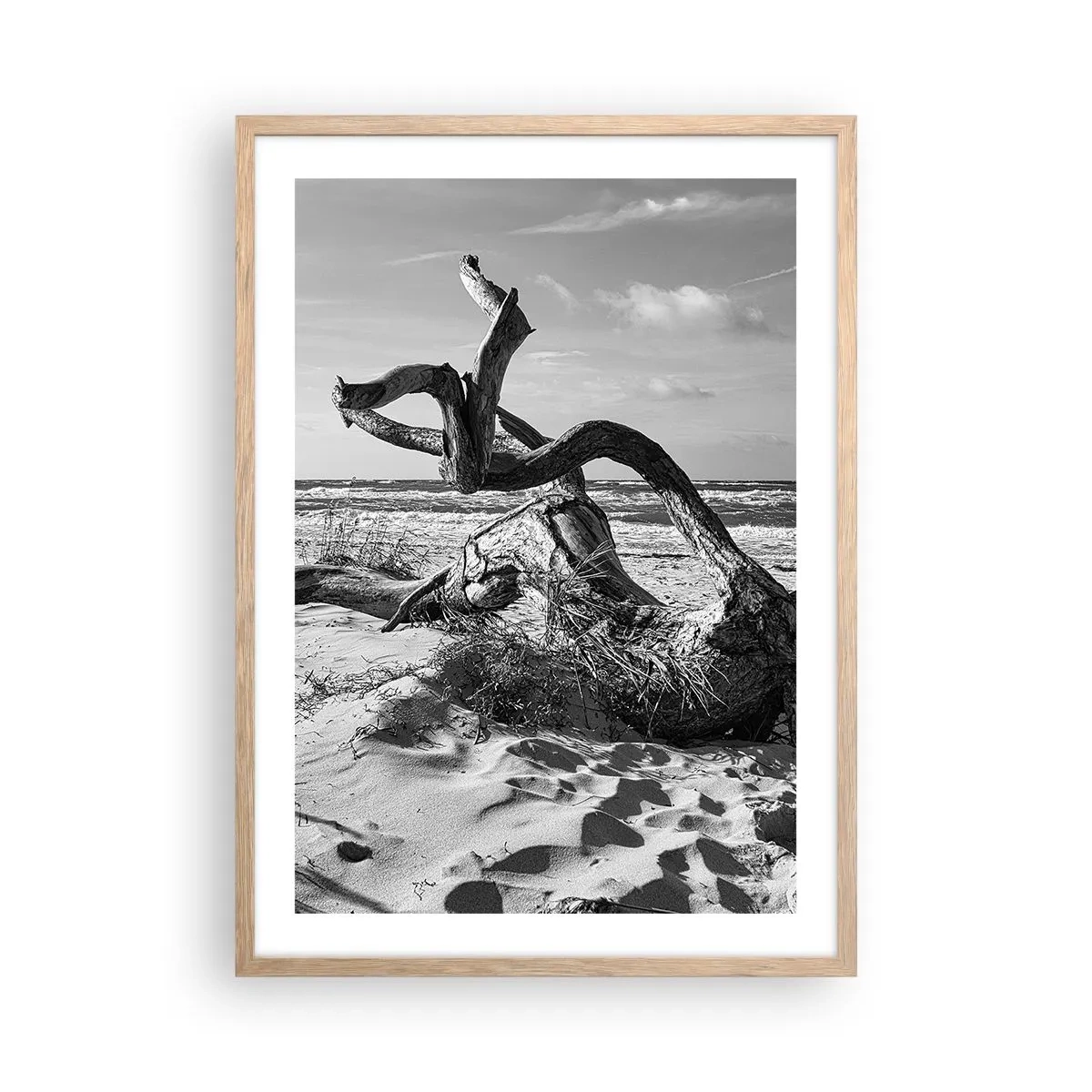 Plakat i ramme af lyst egetræ - Havets skulptur - 50x70 cm