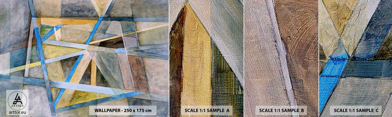 Prøve Fototapet Premium Sand - Lige eller skråt? - Abstraktion, Stykke, Moderne mønster - 100x30 cm