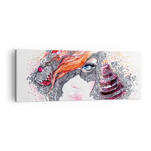 Lærredstryk - Billede på lærred - Hos hende er hver dag en ferie - 140x50 cm